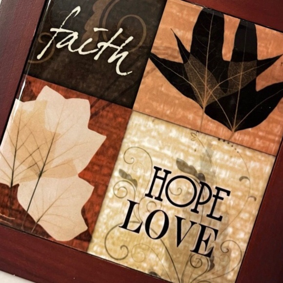 🍂Decorative Wall Art  "faith, hope, love” 8 inch square-Ceramic Tile Fall Theme - Picture 3 of 6